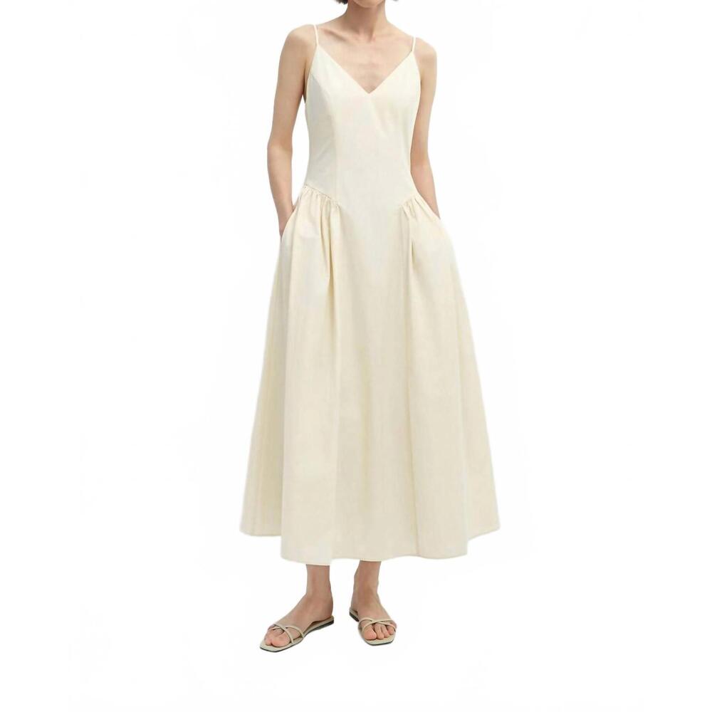 NEW RUE SOPHIE isola v neck dress in egret